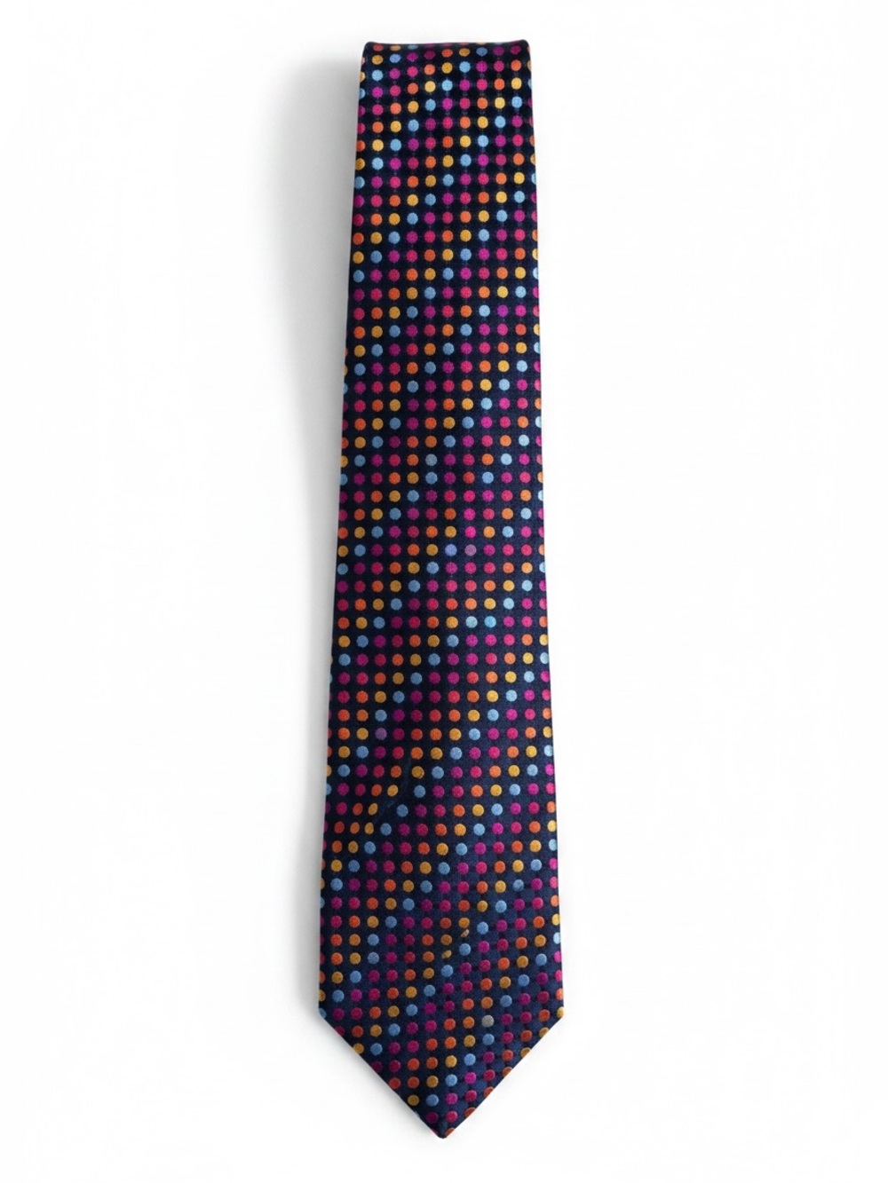 Charles Tyrwhitt Silk Tie Multicolor Polka Dot Navy Necktie Made in Italy
